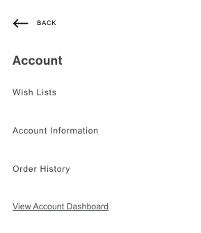 Quicklinks account sub-menu