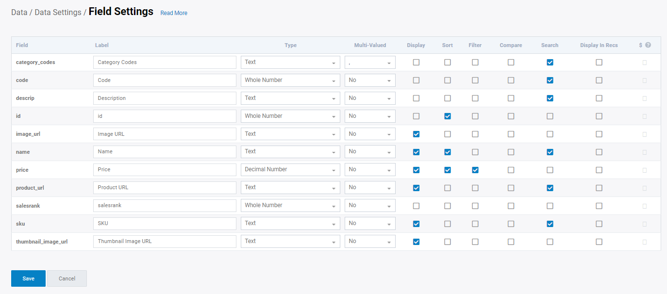 Image of the Field Settings