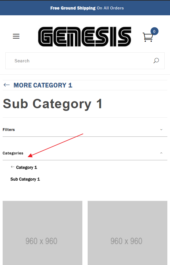 Subcategory Tree on Mobile